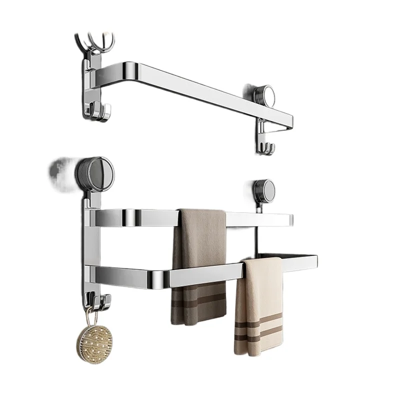 Suitable for bathroom bathroom non-punching 304 stainless steel storage towel rack
