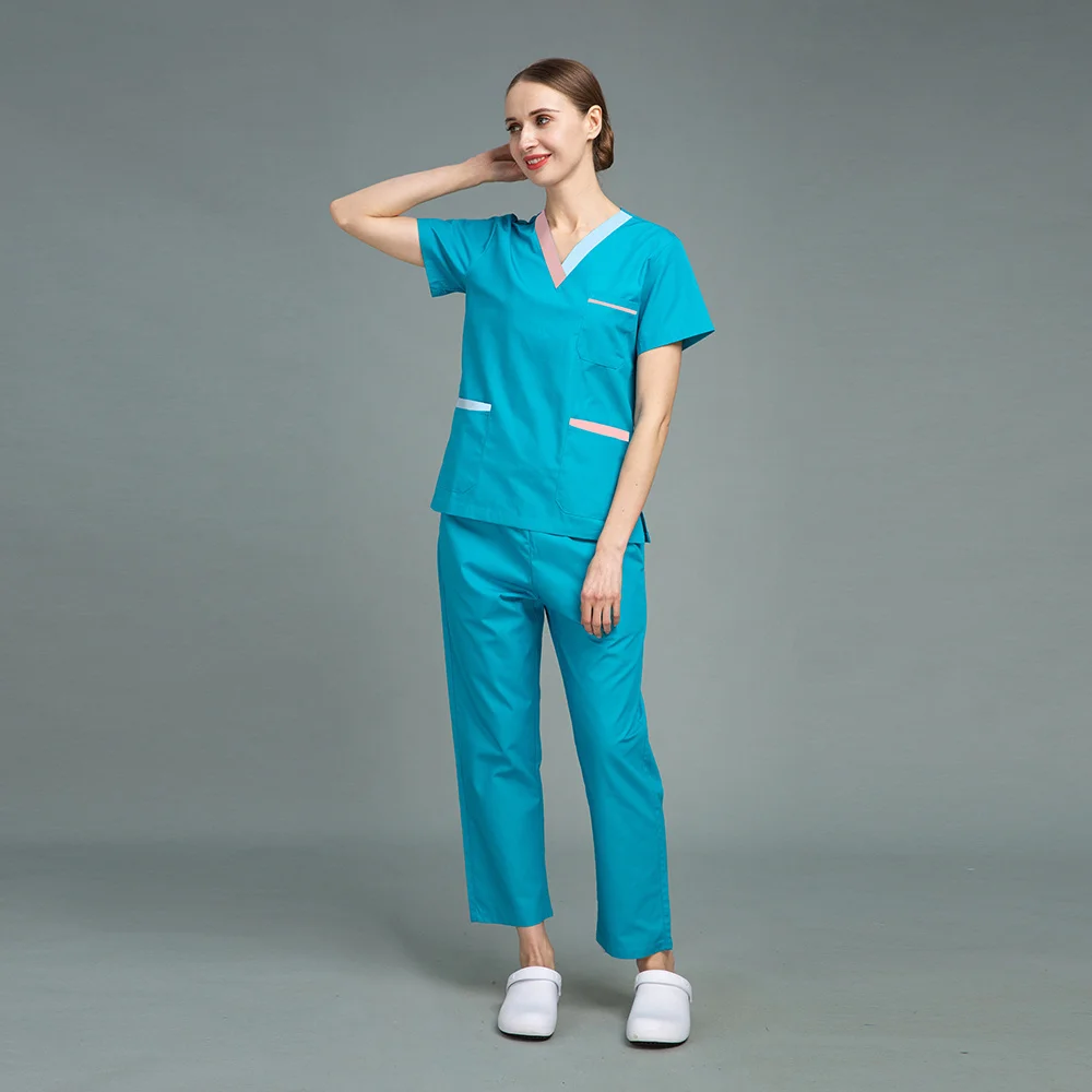 Uniforme da farmacista a maniche corte camicia da infermiera ospedaliera uniforme medica chirurgia operatoria abbigliamento da lavoro clinica dentale vestiti top Pant