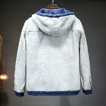 Thicker Winter Jacket Men Warmer Hooded Denim Lambswool Hooded and Padded Denim Jacket Imitation Lamb Wool Fleece Mens Clothes 3