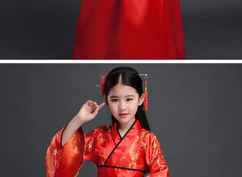 Traditionelle chinesische Kostüme für Mädchen, Kinderkimono, traditionelle ethnische Fächer, Schülerchor-Tanzkostüme, Hanfu, Neu 2025 – Detail 2