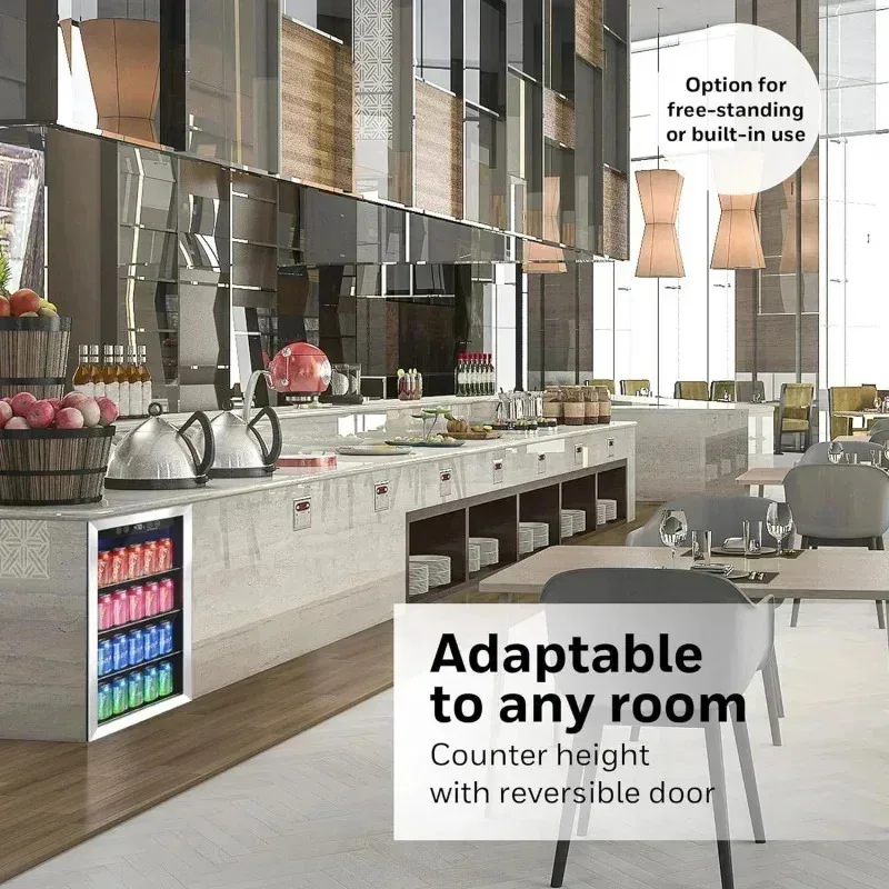 PMD4-음료 냉장고 쿨러, 115캔 미니 냉장고 사무실 또는 바용 소다 맥주 또는 와인용 조절 가능한 탈착식 선반 포함