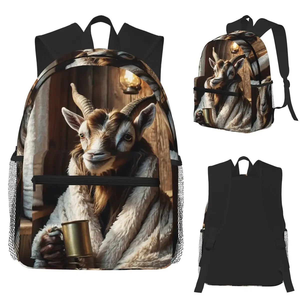 

Уютная коза с одеялом и кружкой в деревенском стиле, студенческий рюкзак, школьная сумка, походный дорожный рюкзак, сумка для книг для мальчиков и девочек, сумки на плечо