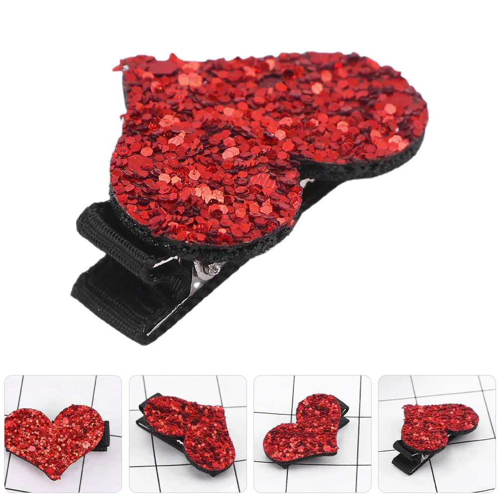 

2Pcs Heart Shaped Glitter Hair Clips Sparkly Sequin Alligator Clips Cute Hair Accessories Valentines Weddings Parties