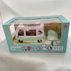 About 27cm long BT21‘s Camping Car ABS PVC Material Simulation Model Holiday Gifts Christmas Gifts Toys For kids