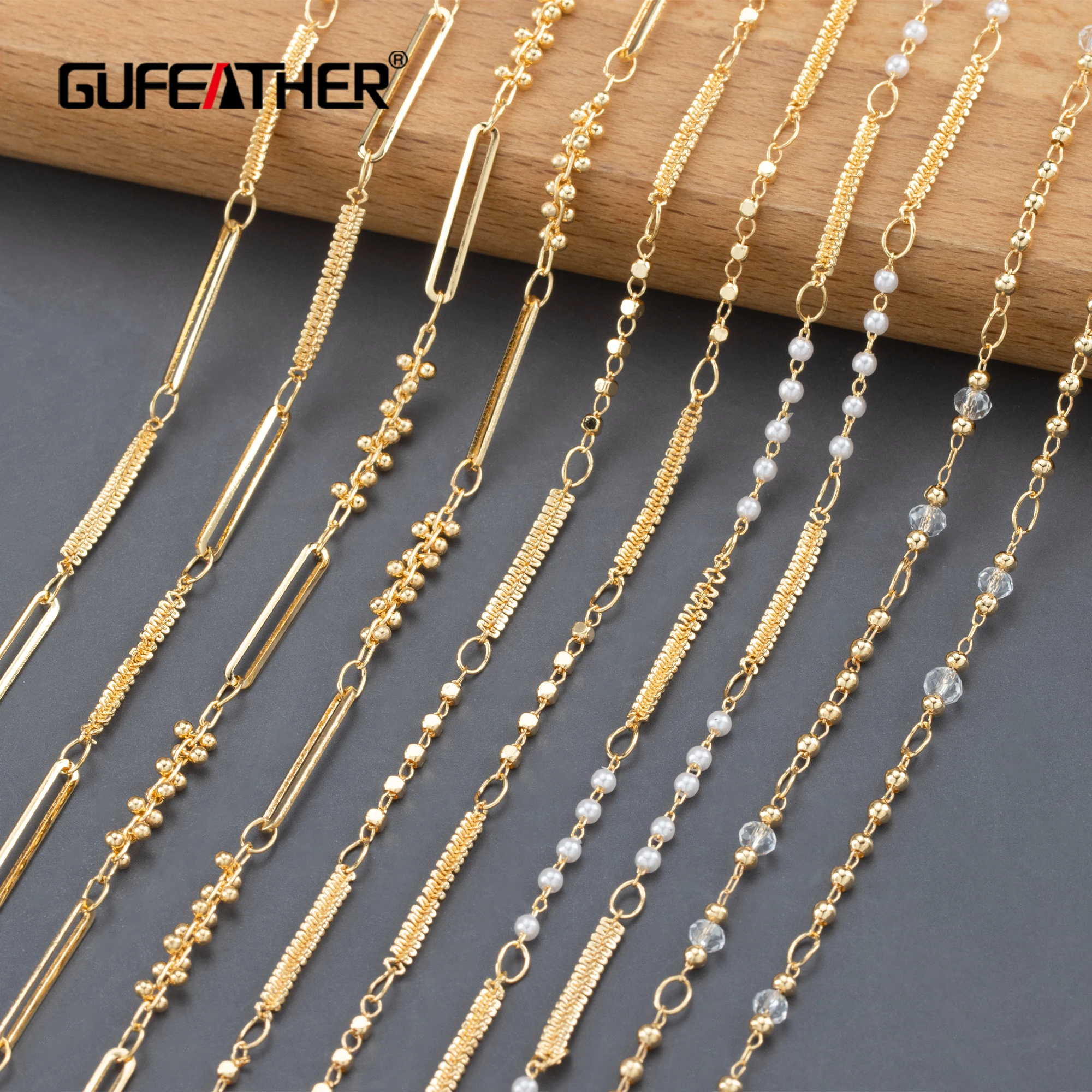 

GUFEATHER C286,diy chain,pass REACH,nickel free,18k gold plated,copper,plastic pearl,jewelry making,diy bracelet necklace,1m/lot