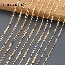 GUFEATHER C286,diy chain,pass REACH,nickel free,18k gold plated,copper,plastic pearl,jewelry making,diy bracelet necklace,1m/lot