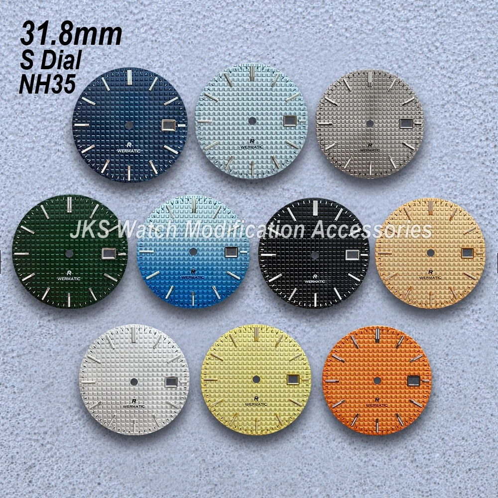 31.8mm Oak Dial For NH35/NH36 Automatic Movement Green Luminous High-Quality Gradient Waffle Watch Modification Accessories