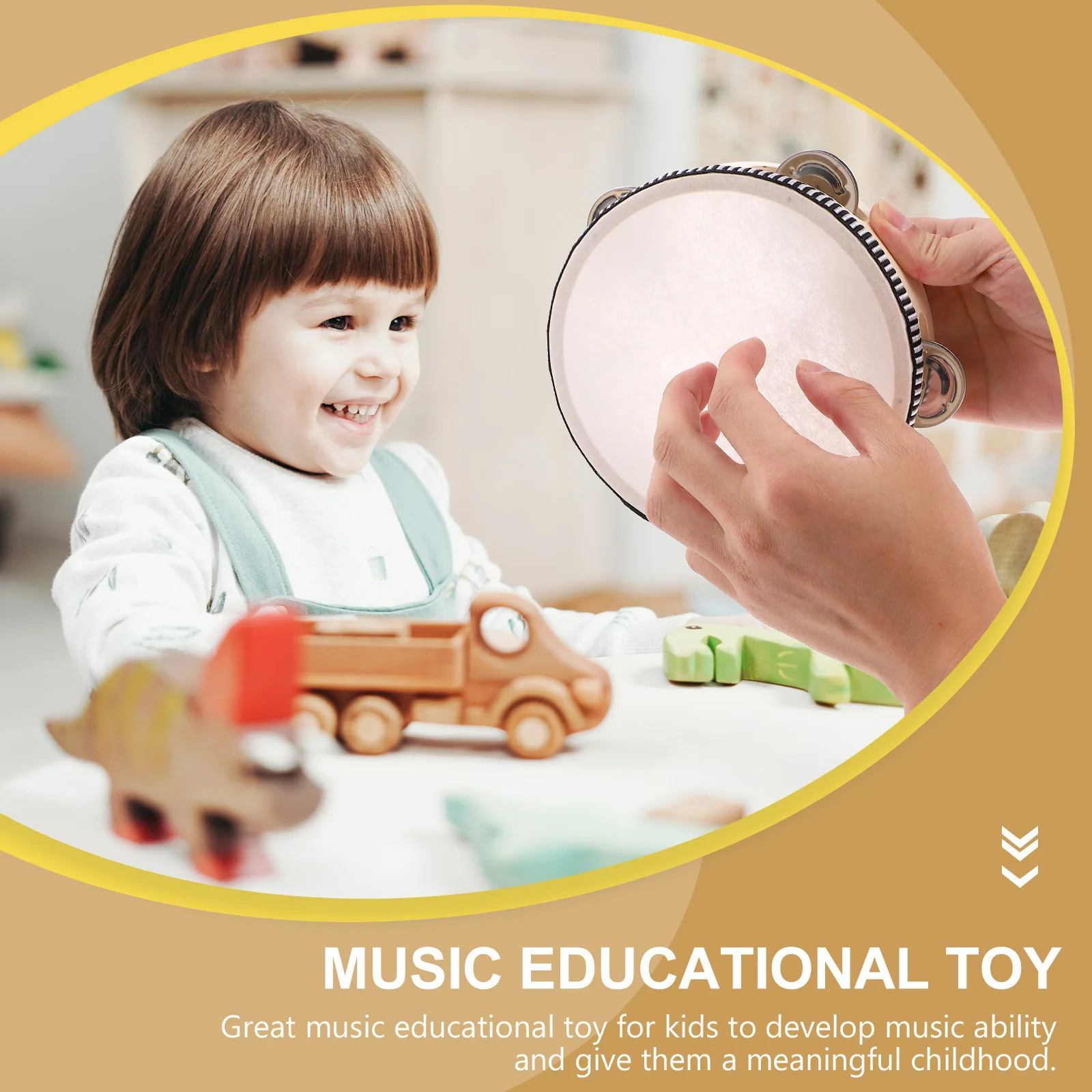

Tambourine Toys Music Percussion Instrument Plaything Musical Wood Children's for