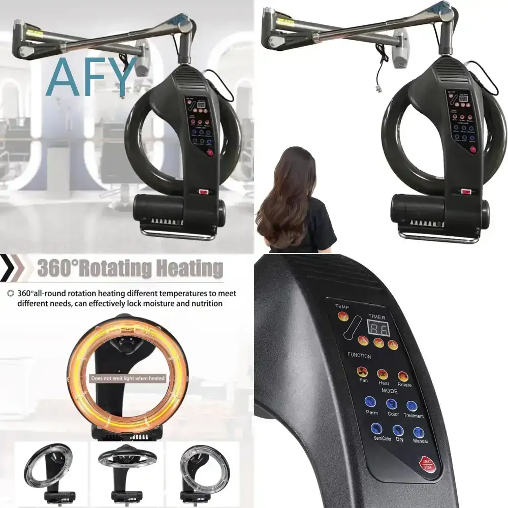 Wall-mounted 360° Rotating Hair Dryer for Barbershop Salon Professional Hair Processing Station Height Adjustable Hair Drying
