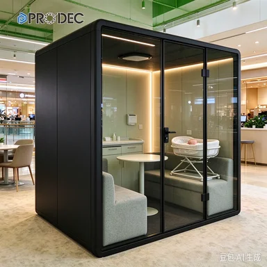 Modern Mini Office Phone Booth Acoustic Privacy Pod with Aluminum Frame for Airport Hospital Home Office Soundproof Workspaces