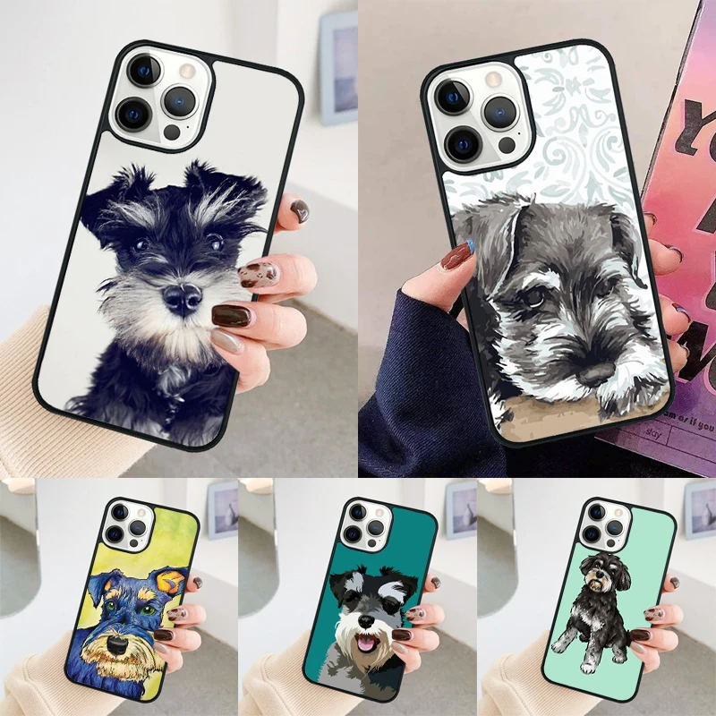 Schnauzer Puppy Dog Art phone case Cover For iPhone 14 15 16 Pro Max SE 2020 coque For apple 11 12 13 Pro Max Mini 7 8 Plus