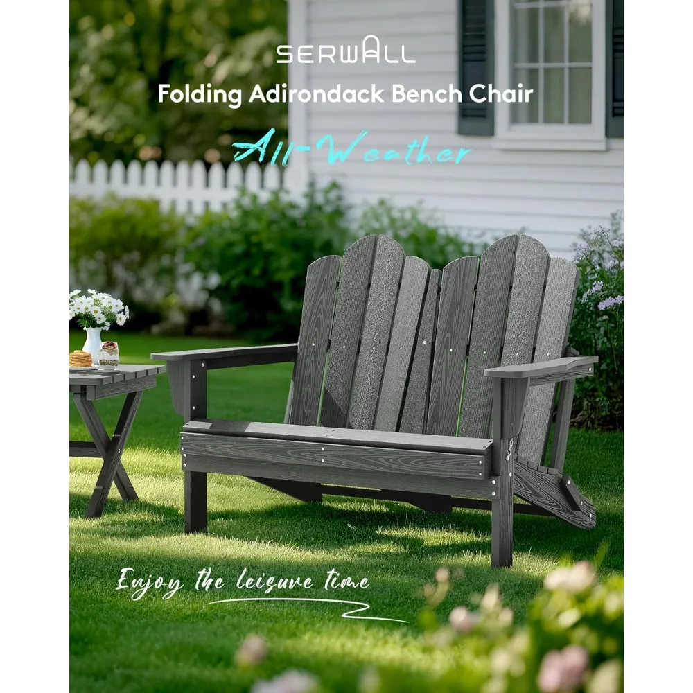 

Bench, All-Weather Loveseat, Outdoor Chair for 2, Grey