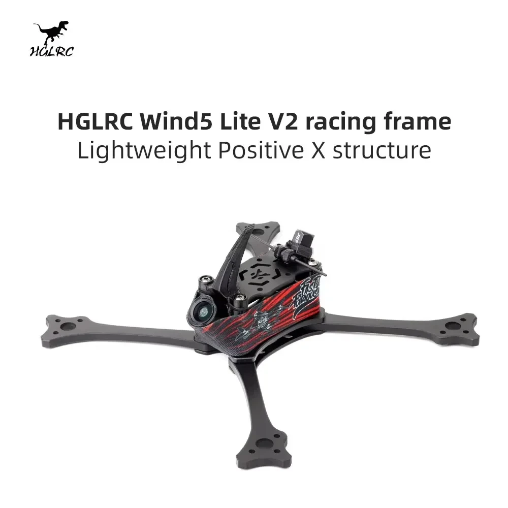 

Гоночная рама HGLRC 2025 New Wind5 Lite V2 5 дюймов, колесная база 195 мм, Toray-T700, с покраской, для FPV дрона RC Freestyle