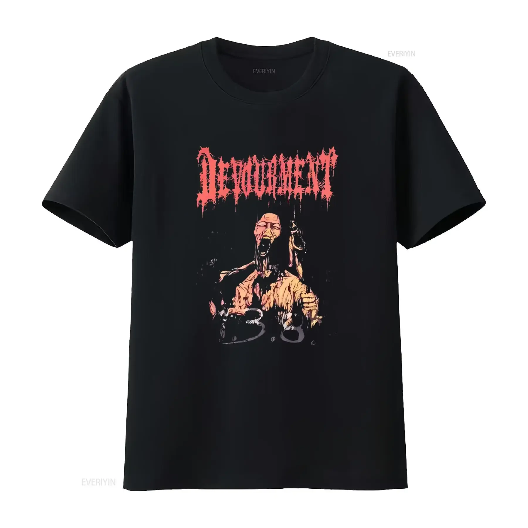 DEVOURMENT 138 Print T Shirt Heavy Metal Band Inspired Design for Rock Fans vintage Washed Breathable Unisex Stretched homme