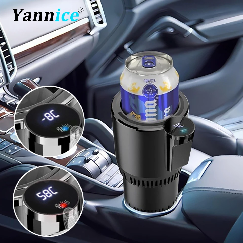 

Car Heating and Cooling Cup 12V With Built-in Cup Holder Display Screen One Click Switch For Car Home Beverage Bottle ThermosCup