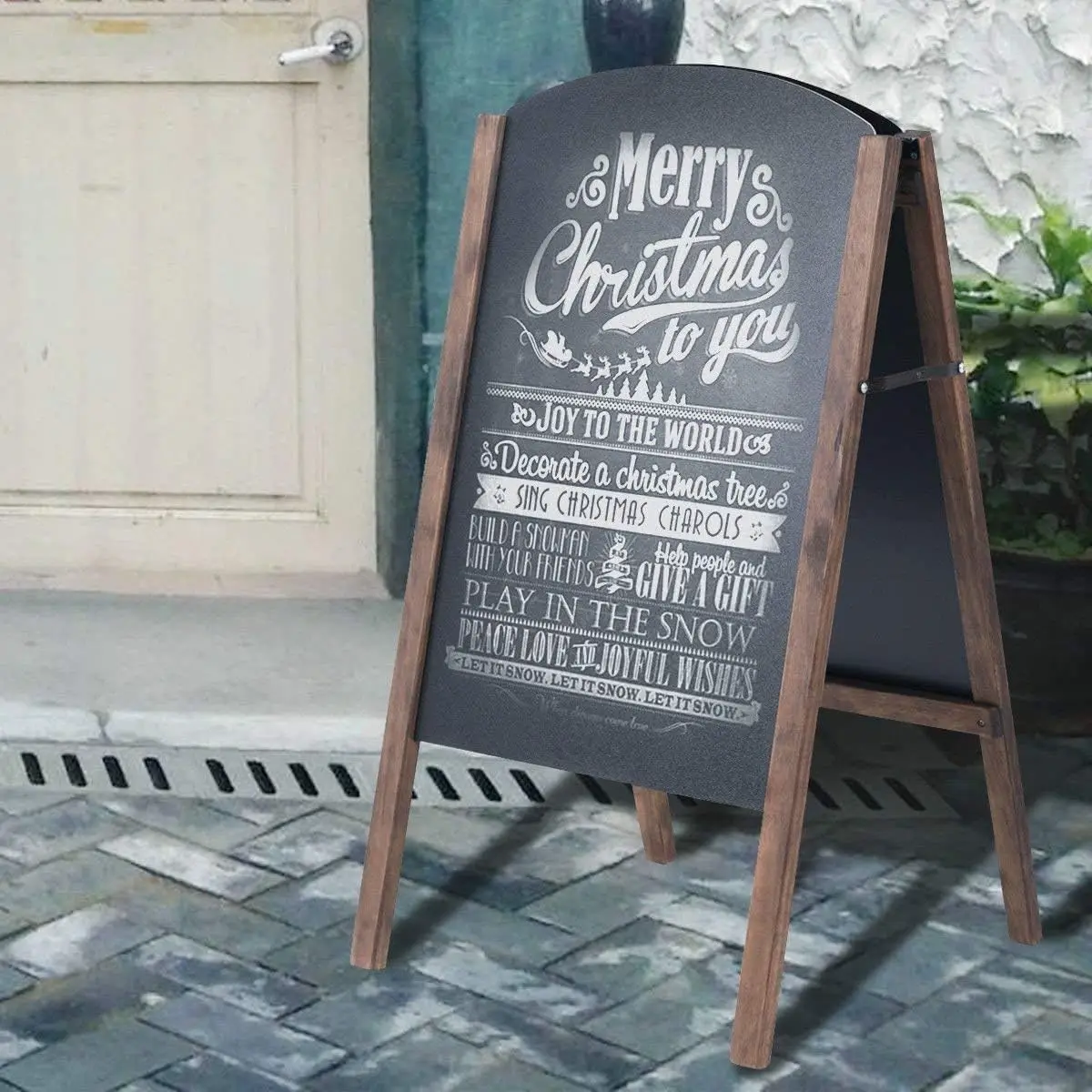 Double-Sided Wooden Chalkboard Easel for Wedding, Cafe, Restaurant Menu Display