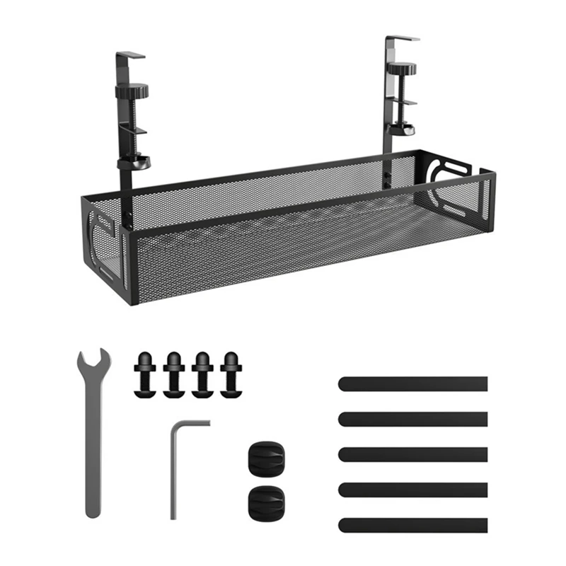 Complete Cable Management Kit For Under Desk, Includes Cable Management Tray And Organizer Box For Effective Cord Organization