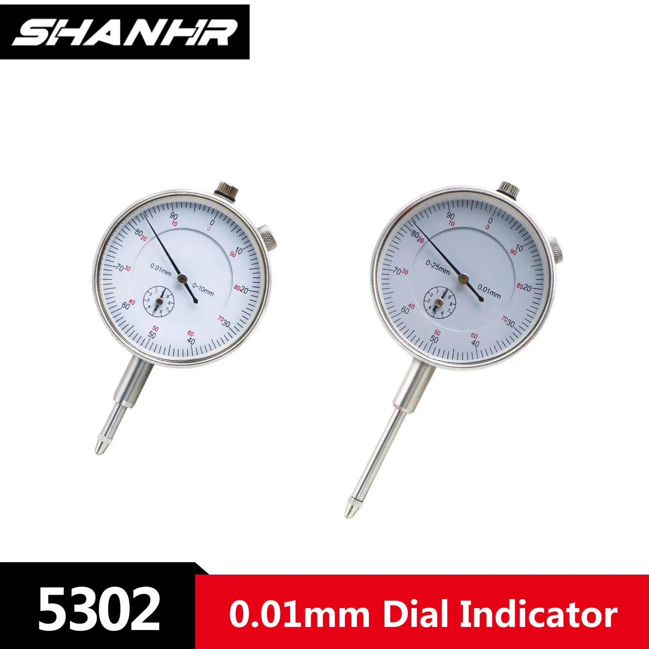 SHANHR 0-10/0-25 mm 0,01 mm Metryczny Indykator Zegarowy z Uchwytem Tylnym, Precyzyjny Miernik, Narzędzie Precyzyjne 0,01 mm, Stabilna Praca