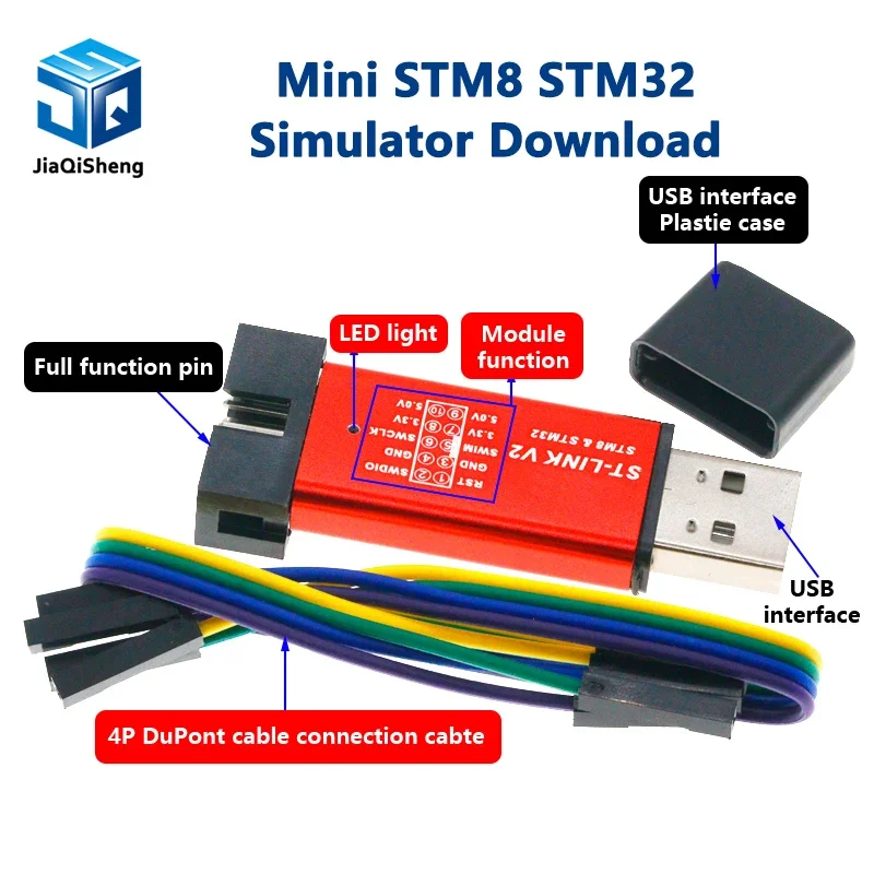 1PCS ST LINK Stlink ST-Link V2 Mini STM8 STM32 Simulator Download Programmer Programming With Cover