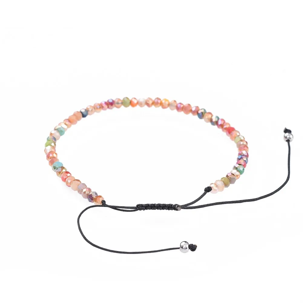 Kissitty-Pulseras de cuentas trenzadas de hilo de nailon ajustable para mujer, joyería de Chakra con cuentas de semillas, coloridas