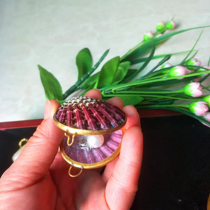 Natural Conch and Shell Creative Jewelry Box, Phnom Penh Inlaid Storage Box, Wedding and Home Gifts, Scallop Jewelry Box