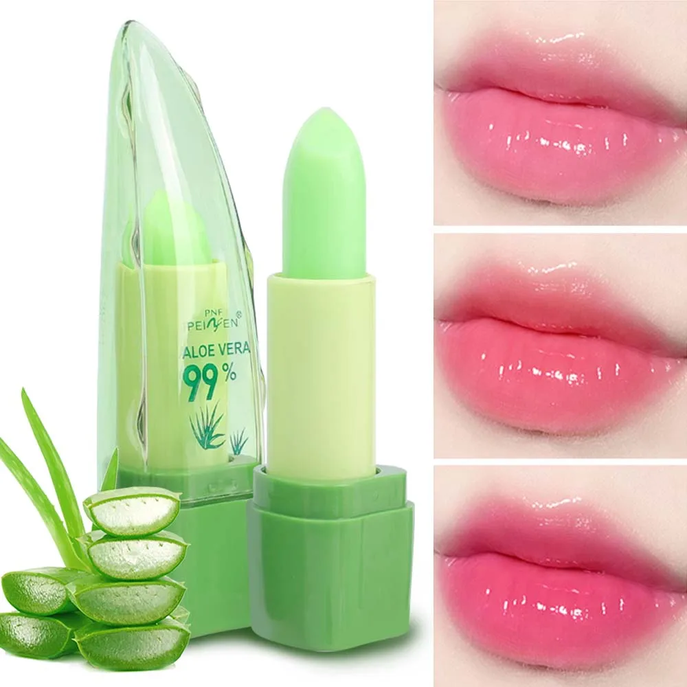 Nourishing Aloe Vera สีลิปสติก Long Lasting Moisturizing Lip Balm Non-stick Cup เปลี่ยนสี Lip Tint Gloss เกาหลีแต่งหน้า