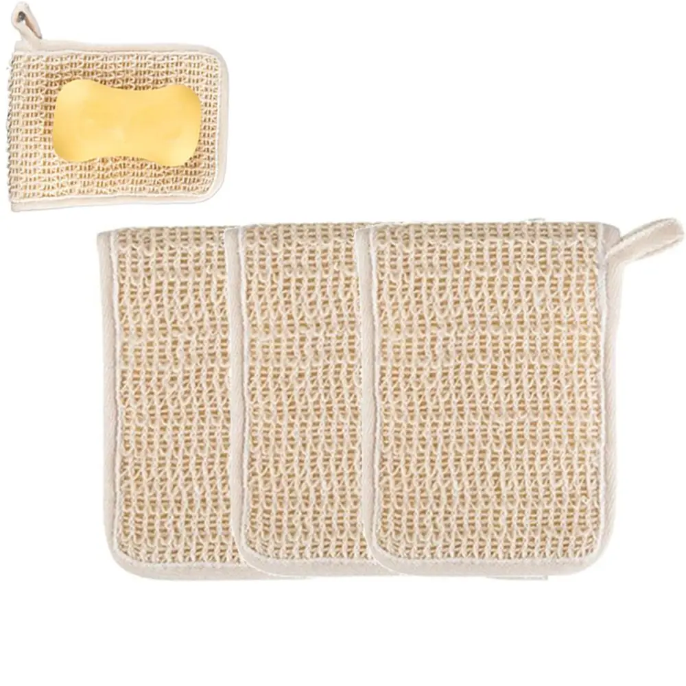 

3Pcs Net Mesh Portable Soap Bags Cotton Linen Delicate Foam Soap Foaming Pouch Hanging Rope Exfoliating Soap Sack Scrubber