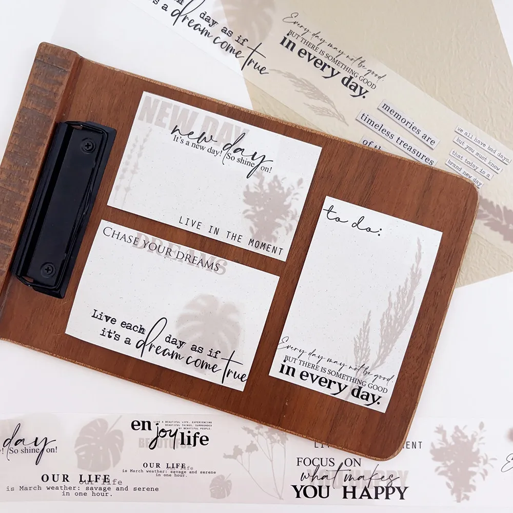 [Enjoy life] Simple journal English text plain tape whole roll flower letter journal decoration embellishment