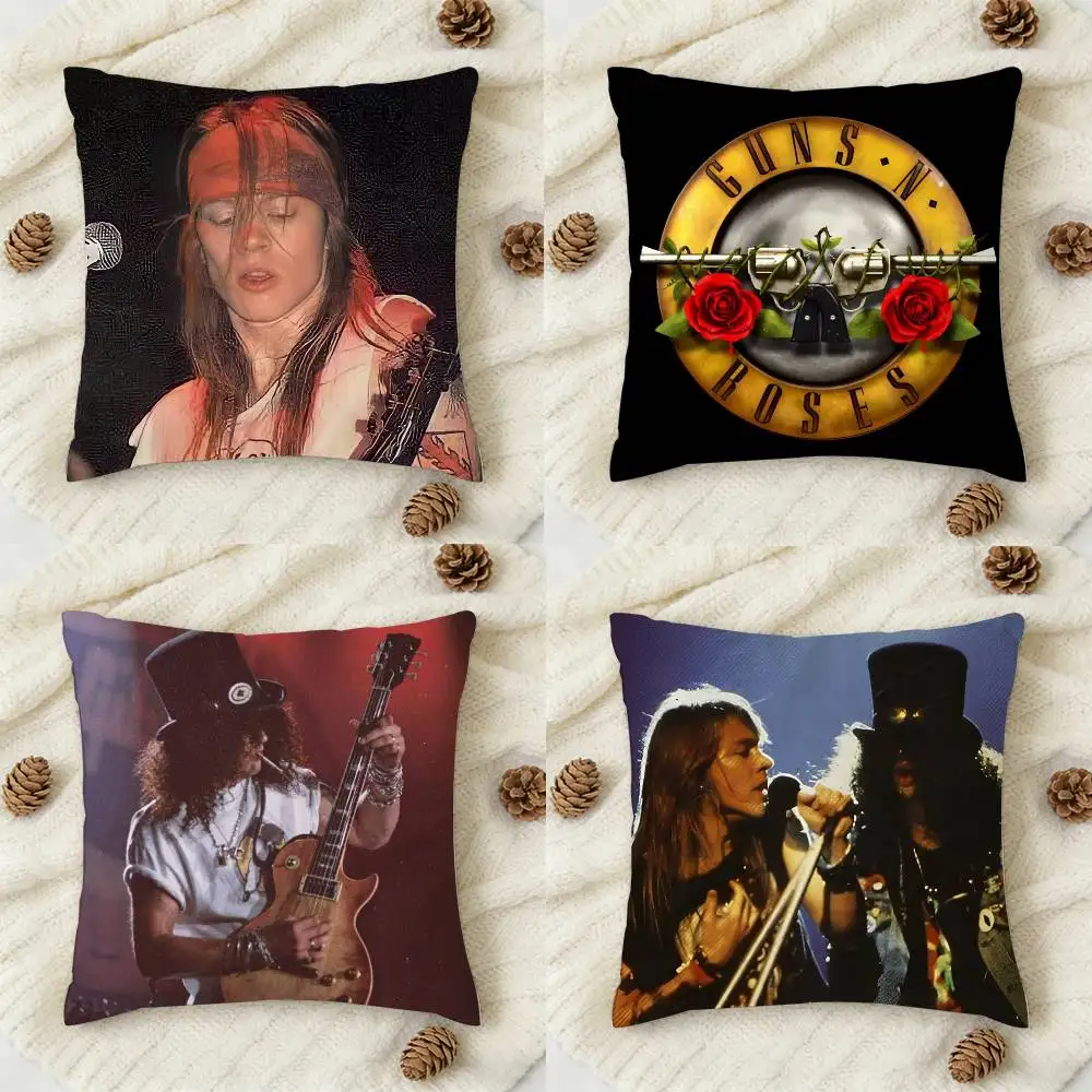 

GNR band Guns N Roses Double-sided Printed Square Decorative Cushion Cover for Sofa Living Room Home Decor
