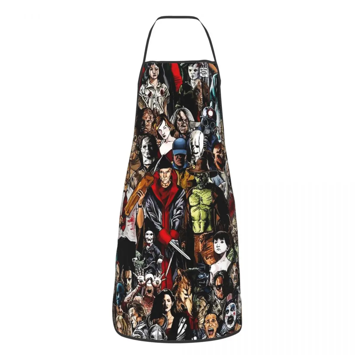 Unisex Horror Movie Character Collection Apron Kitchen Chef Cooking Baking Bib Men Women Halloween Tablier Cuisine for Gardening