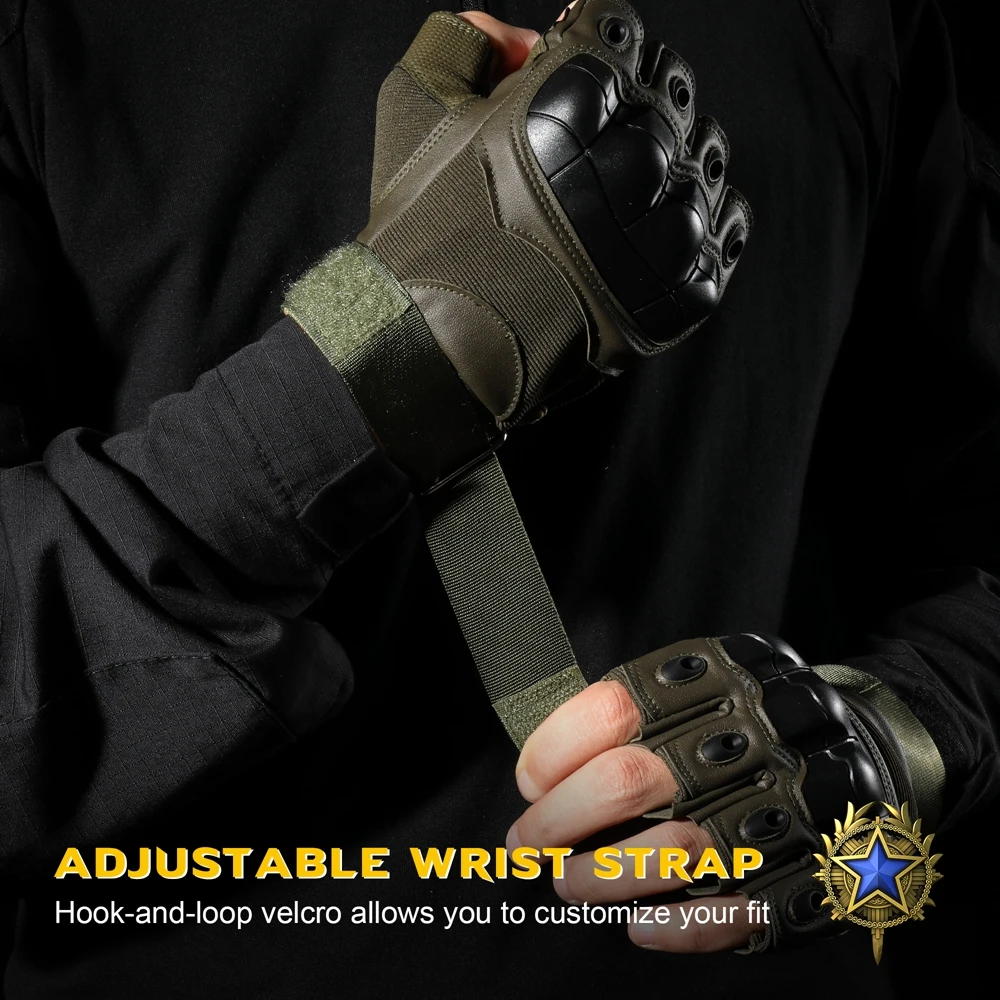 PU Leather Tactical Half Finger Gloves Airsoft Combat Shooting Hunting Paintball Outdoor Work Anti-skid Fingerless Men Women