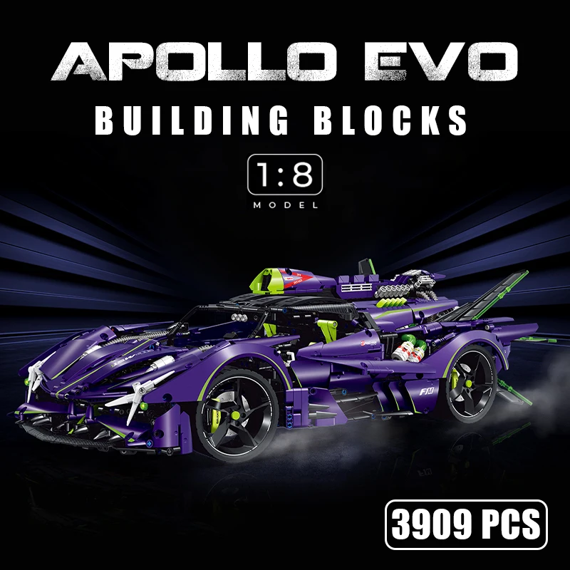 3909PCS MOC Technical Supercars 1:8 Scale APOLLO EVO Model Building Blocks Assemble Racing Vehicle Bricks Toys Gift for Kids Boy