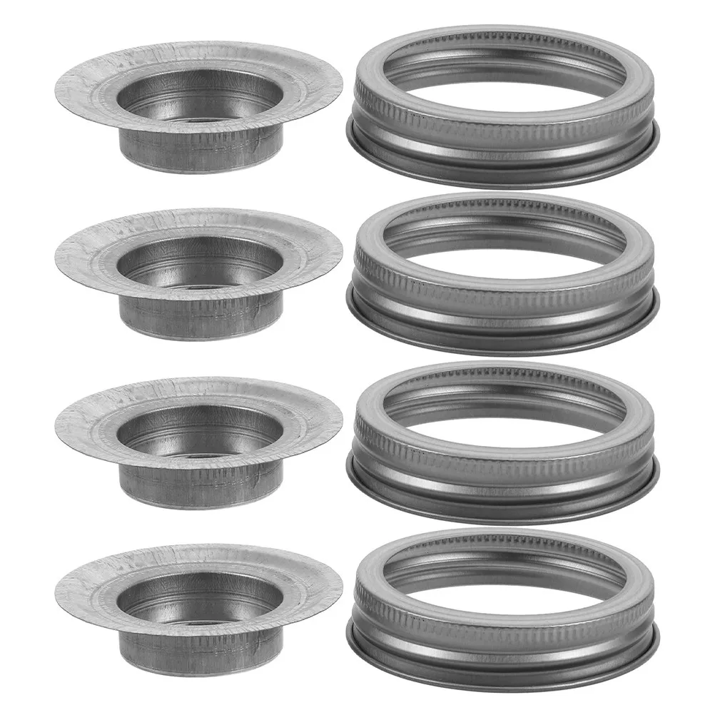 1Set Stainless Steel Regular Mouth Jar Lid Insert Minimalist Tea Light Holder Sturdy Decorative Holder Home