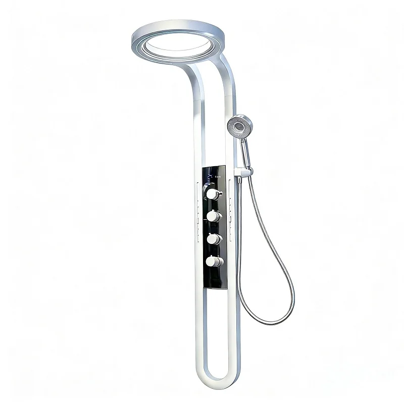 Shower Screen Stainless Steel Brushed Modern Super Large Waterfall Outlet Shower Head LED Slide Bar Wall-Mounted Shower Screen