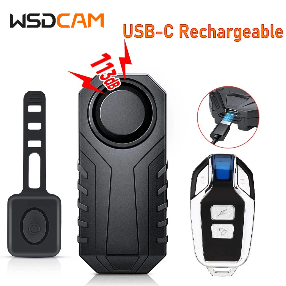 Wsdcam Wireless Bicycle Vibration Alarm USB Charge Motorcycle Electric Bike Alarm Remote Control Anti Lost Security Seonsor