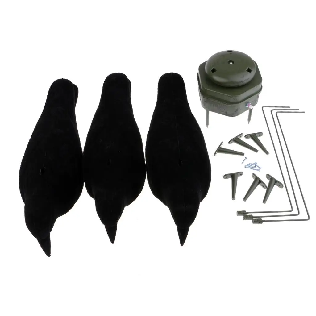 

3 Pieces Realistic Crows Hunting Decoy Home Garden Decorations Yard Scarer