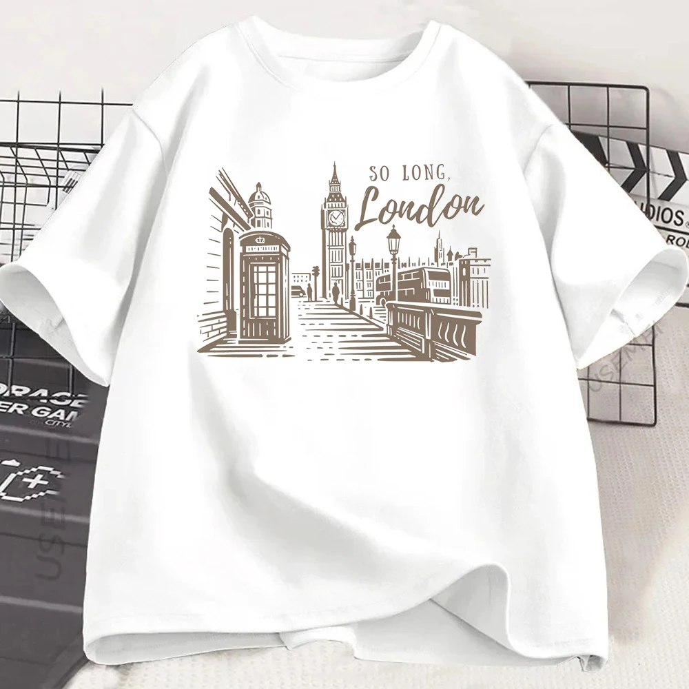 So Long London T Shirt Slogan Graphic Top British Style Tee Unique Travel Gift Apparel Summer Fashion Short Sleeve Clothing