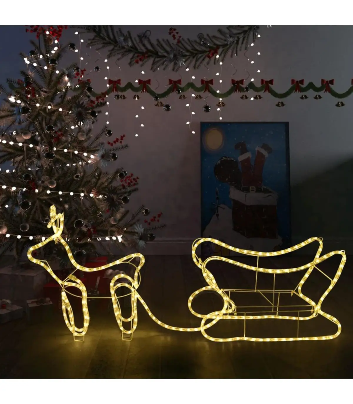 Christmas Lights Christmas reindeer and sleigh decoration garden 252 LEDs