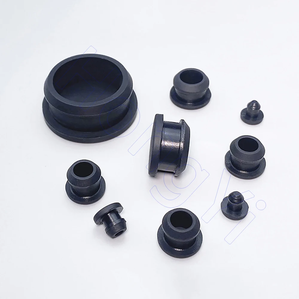 2.5mm-50.6mm Black Conical Snap-on Silicone Rubber T Type Plug Blanking End Caps Tube Inserts Bung High Temperature Seal Stopper