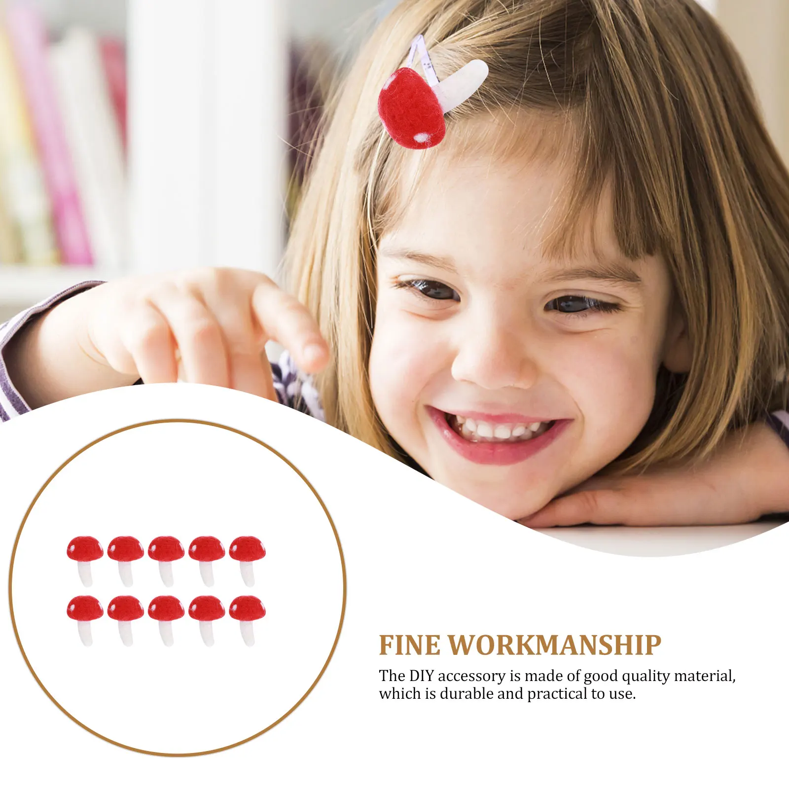 10 قطعة الفطر Diy بها بنفسك الحرفية ورأى الصوف ملحق قلادة صغيرة للمنزل ديكور حلية صغيرة الفطر الأحمر الديكور الحرفية صنع