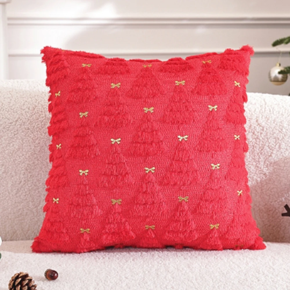 Árvore de natal capas de almofada 18x18 arco verde lance capas de almofada coquette decoração fronha macia pele do falso decoração de natal