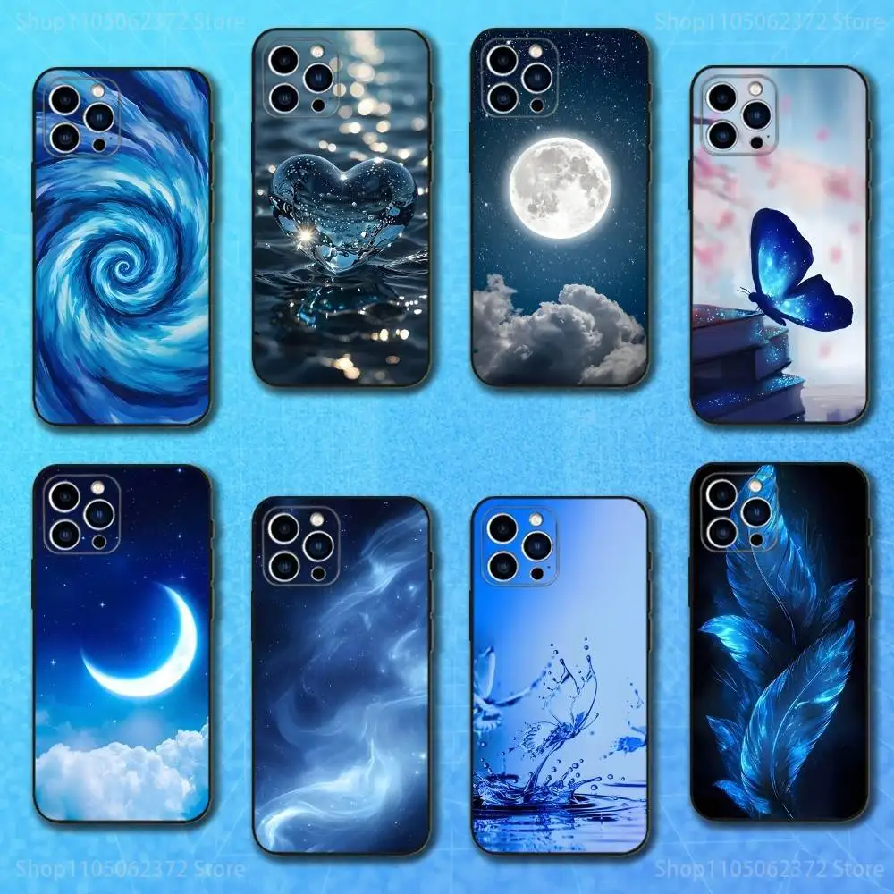 

Blue Art Elements Phone Case For iPhone 16,15,14,13,12,11 Plus,Pro Max,XS,X,XR,SE,Mini,8,7,Soft Silicone Black Cover