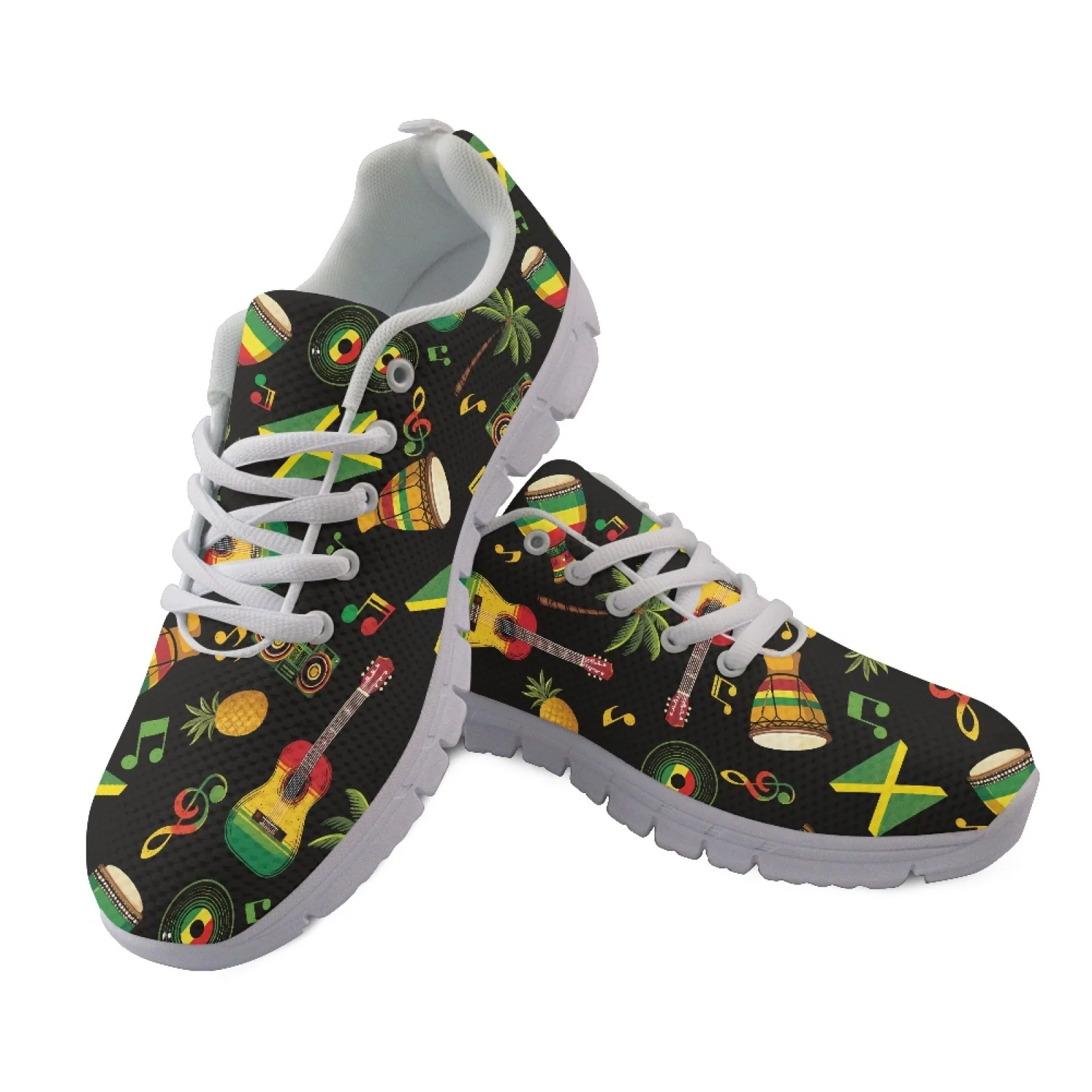 Coloranimal Breathable Anti-Slip Sports Trainers for Women Mens Athletic Trainers for Jogging Jamaican Music