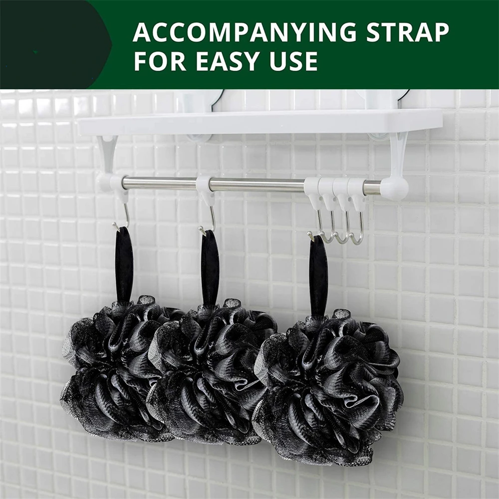 Black Bamboo Loofah Charcoal Large Body Bath Ball Shower Mesh Foaming Sponge Exfoliating Body Skin Cleaner Bathroom Accessories