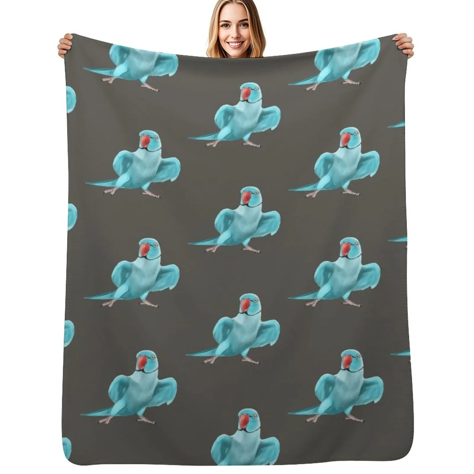 Blue Indian Ringneck Parrot Throw Blanket for winter Warm Bed linens Hair Hairys Summer Blankets