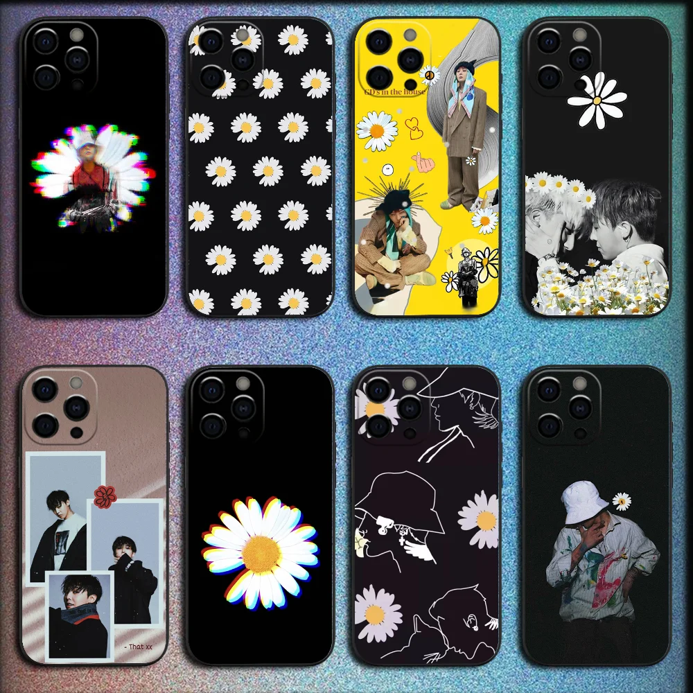 Chrysanthemum Singer GD G-Dragon Phone Case For iPhone 16,15,14,13,12,11,Pro,XS,Max,XR,Plus,SE,Mini Soft Black Cover