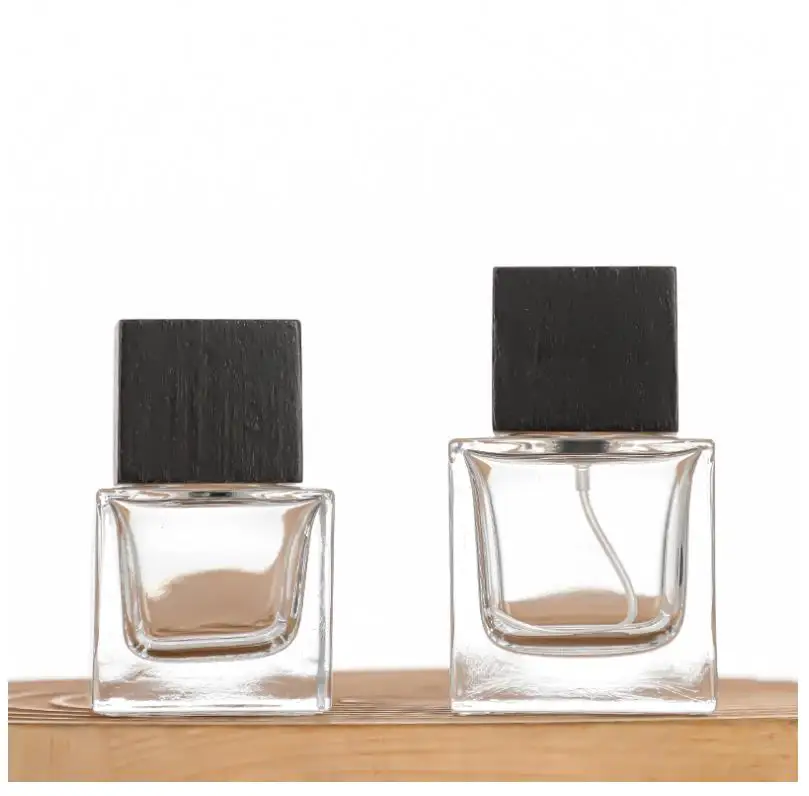 50ml Clear Glass Perfume Spray Bottle Square Nebuliser Portable Toner Dispenser Refillable Perfume Bottle