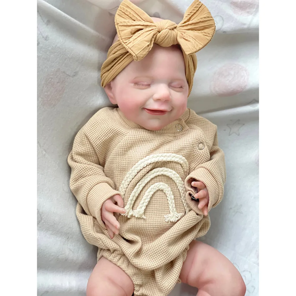 

19inch Bebe Reborn Dolls Sleeping Reborn Baby April Smile Face Baby Full Body Silicone Hand-painted Skin with Many Details Veins