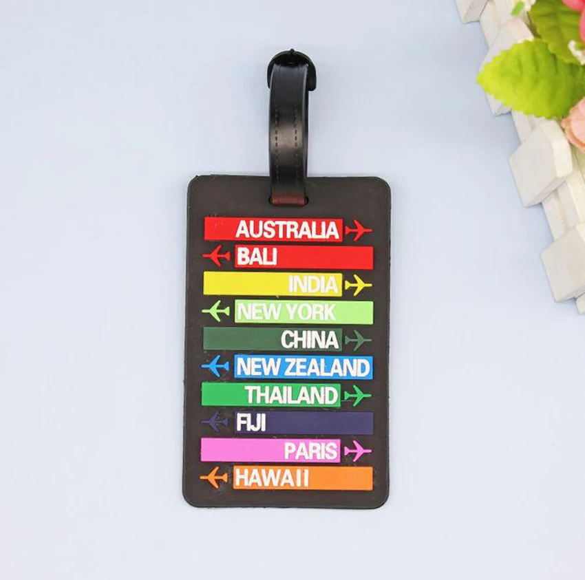 

10pcs Luggage Tags PVC AUSTRALLA ChINA Printing Rectangle Shaped Baggag Tag Mix Color