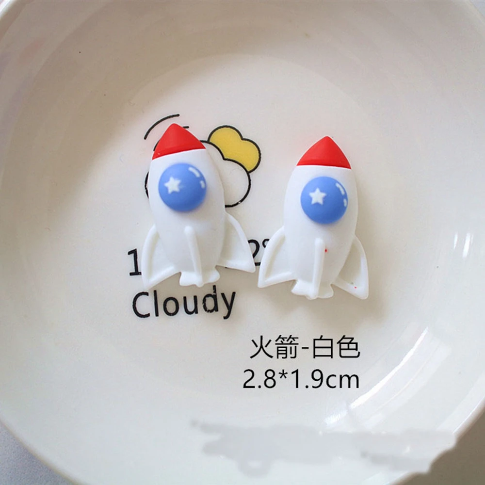 10Pcs Cute Resin Mini Cartoon Rocket Hair Accessories